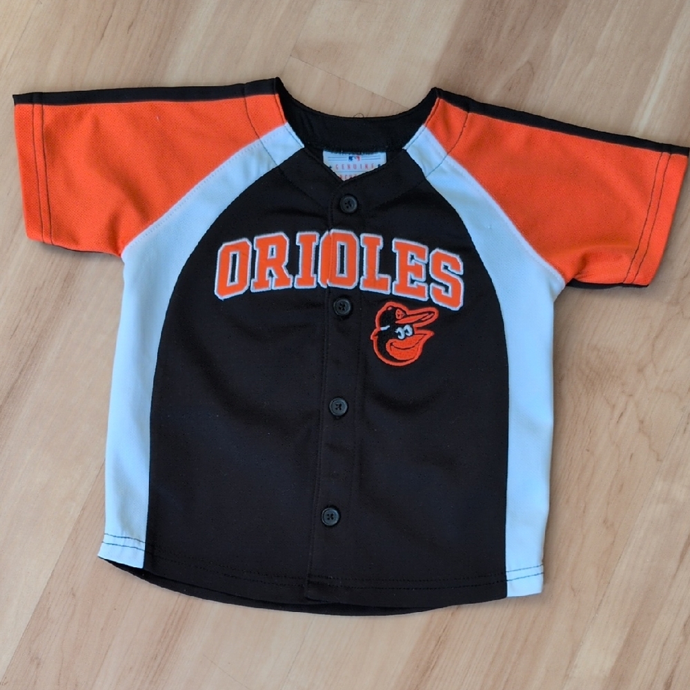 Genuine Merchandise Orioles Kids Button Down Shirt - Black, Orange, and White